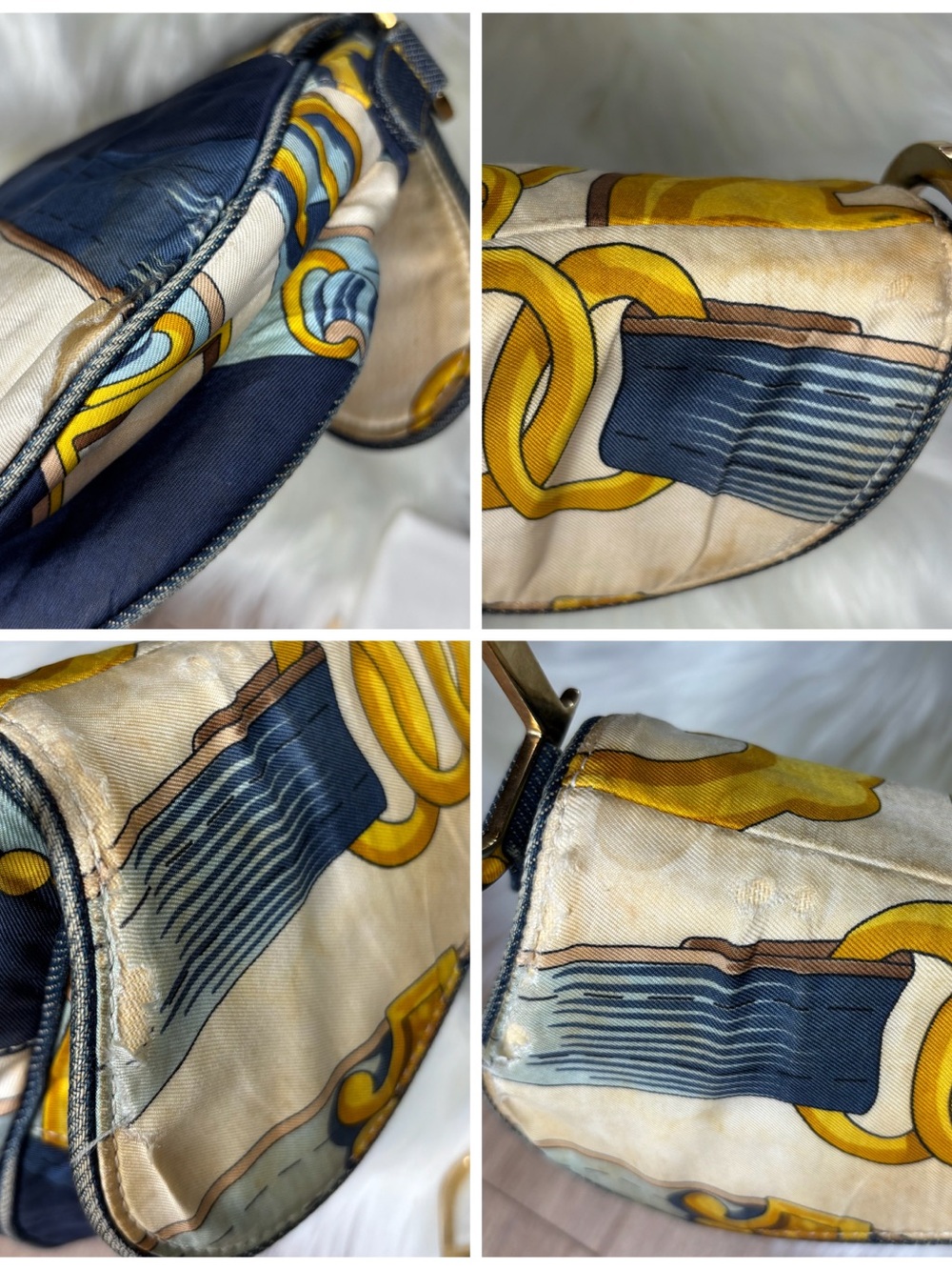 💙 RARE✨ Dior Blue Saddle Satin Chain Print Bag - Picture 17 of 17